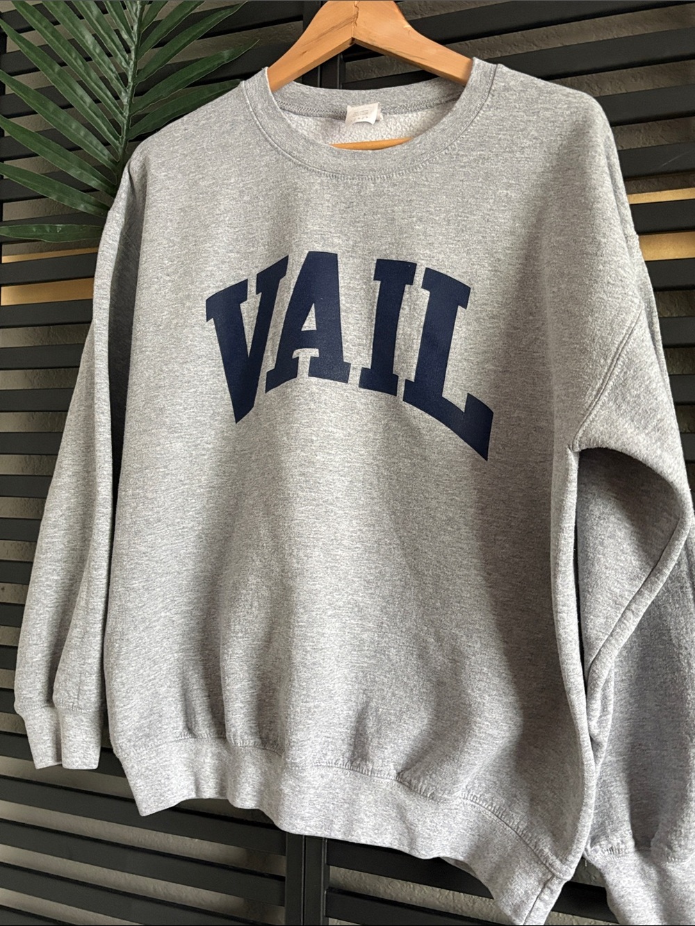 Gildan Grey Crewneck Sweatshirt with Navy VAIL Print